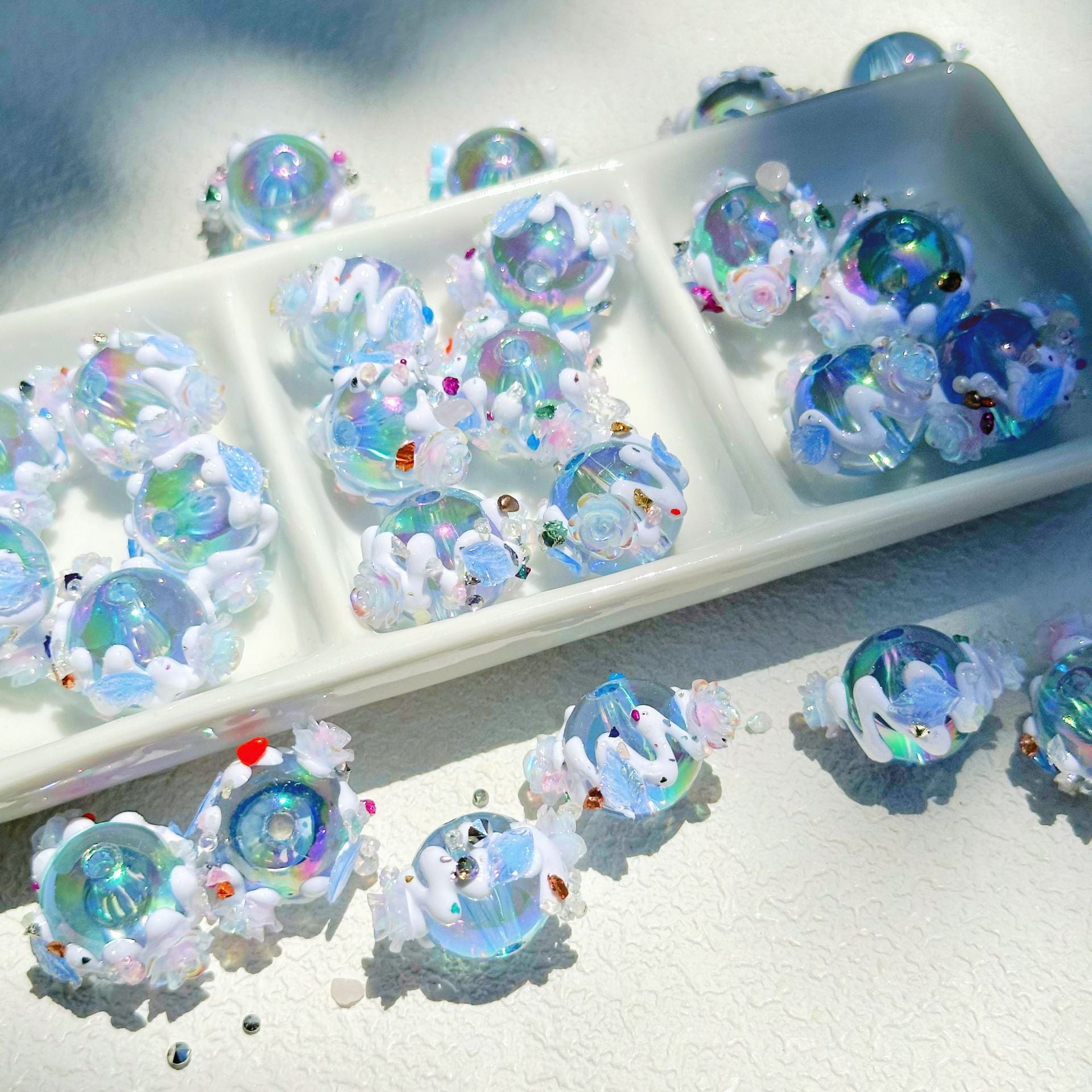 Wholesale 10pcs 3mm Diameter Diamond Girl Flower Series Hand-painted Beads